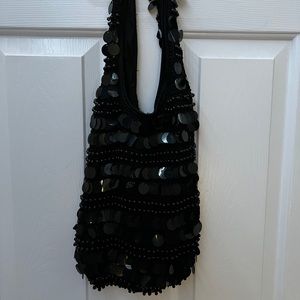 black crochet handbag